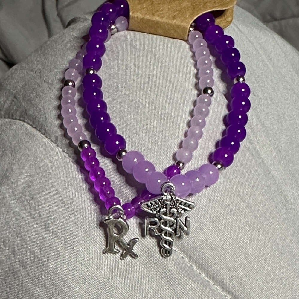 Nurse Beaded Charm Bracelet